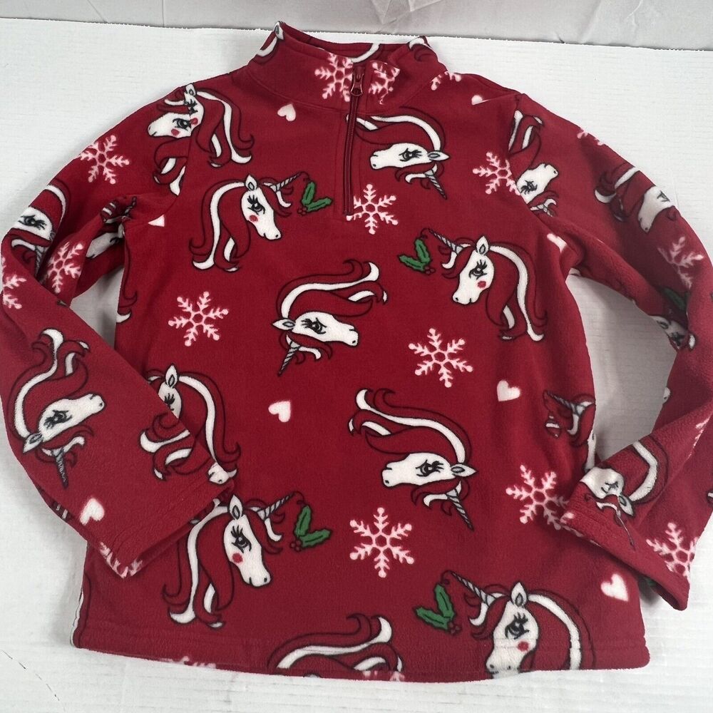Children's Place Fleece Pullover Size L 10/12 Christmas Fleece Quarter Zip